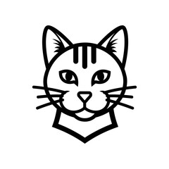 black and white cat face illustration © mdbayjid