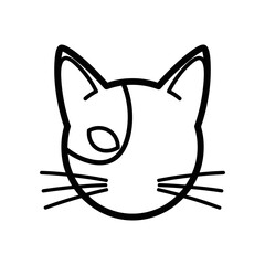 black and white cat face outline icon © mdbayjid