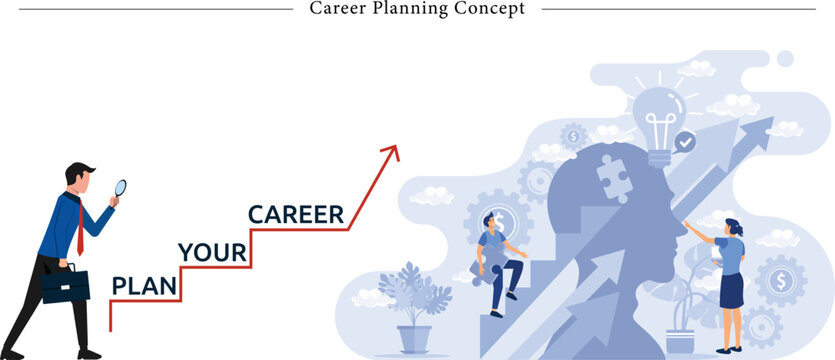 Career Planning Concept Flat Vector Professional Growth Strategic Journey Illustration
