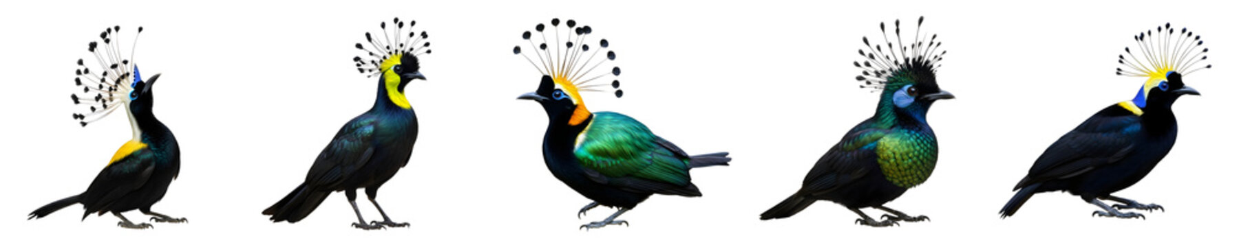 the series of western parotia parotid isolated on white background PNG unite photo