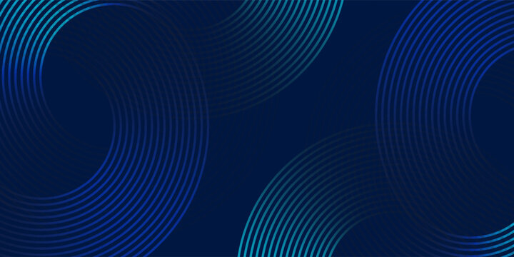 Navy blue background with curved and overlapping glowing circles lines effect
