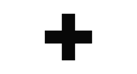 Obraz premium Black cross symbol on white background, medical healthcare icon, simple geometric shape, symbolizing first aid, medical emergency, or spirituality