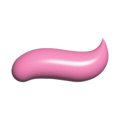 Pink Cosmetic Cream Stroke 3D Vector Illustration. Realistic Rose Gel Smear for Skincare, Moisturizer, Toothpaste and Beauty Product Design. Shiny Glossy Texture Isolated on White for Marketing.