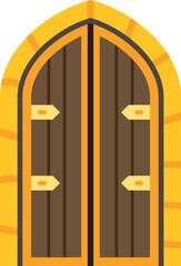 Fototapeta premium Medieval castle entrance with a pointed arch and wood texture