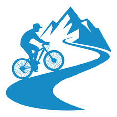 Fototapeta premium Mountain bike rider silhouette vector illustration of a cyclist riding on the road