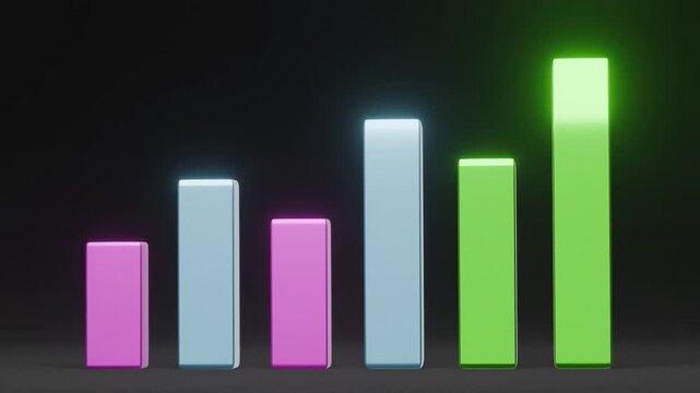 animated 3d business bar chart graph
