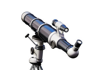 Fototapeta premium Telescope aimed at the sky on transparent background. 3D illustration