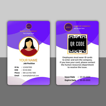 Professional id card template with purple abstract design