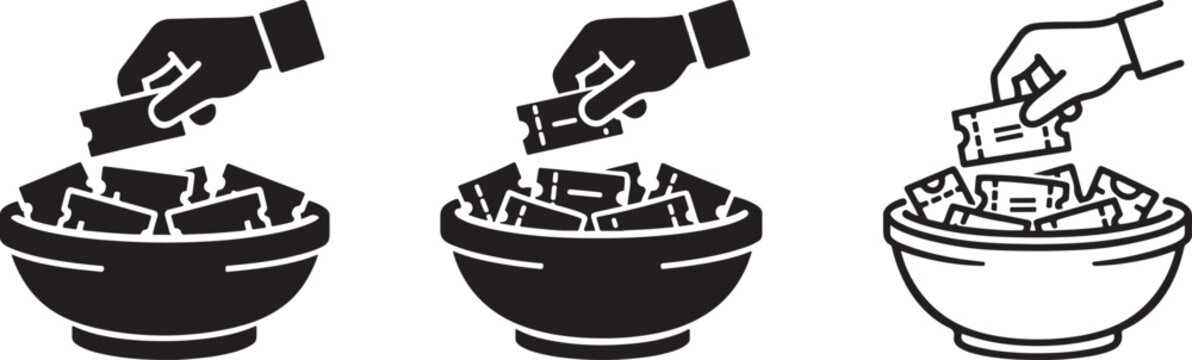 Raffle ticket selection giveaway icon bold silhouette.