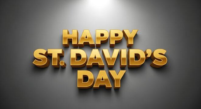 Happy st davids day gold on gray background