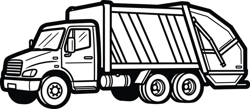 Silhouette of a garbage truck lifting a dumpster