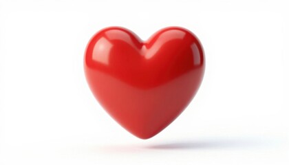 Fototapeta premium Glossy red heart shape isolated on white background for love and romance concept