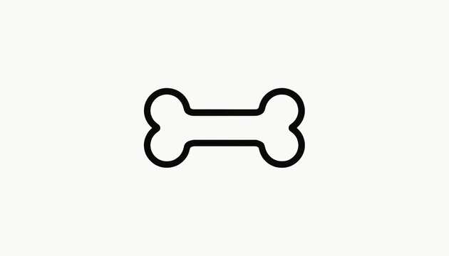 Simple black outline bone icon graphic design. Minimalist dog treat symbol for pet care websites, vet clinics or animal product brands. Clean illustration for any canine related project.