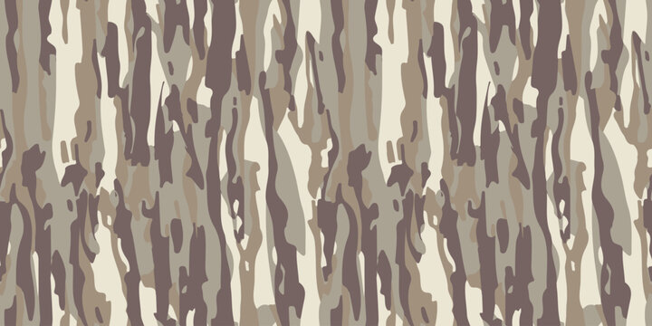 Vector oak camouflage pattern, tree bark camo. Hunting camo background in earthy tones