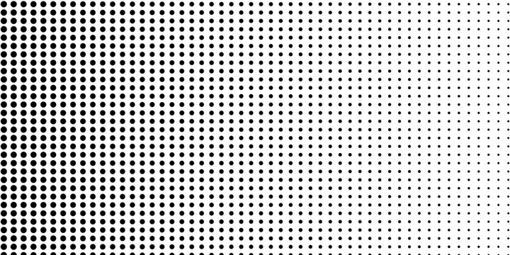 Halftone black polka dots pattern on white background, minimalist abstract wall, arranged in diagonal lines, Black and white doted texture background. modern