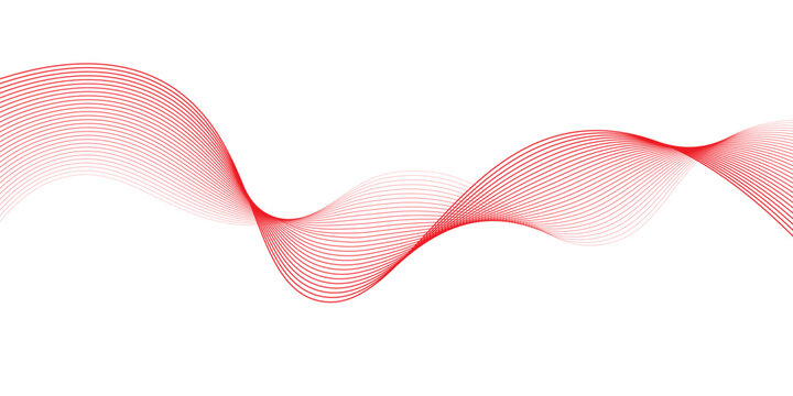 Vector abstract red background with dynamic red waves, lines and particles.