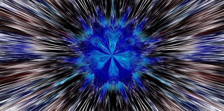 Vibrant blue abstract explosion background for modern designs. Use this dynamic burst for a futuristic, energetic feel in your projects. Great for tech, art, and creative themes.