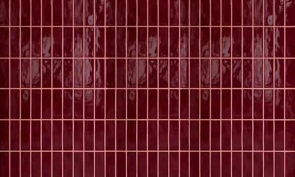 Elegant Burgundy Red Glossy Subway Tile Vertical Wall Pattern