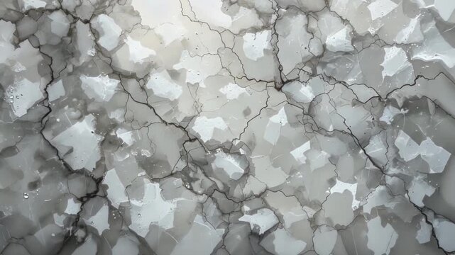 Frozen ice texture with intricate cracks and crystalline structures in shades of white and light grey.
