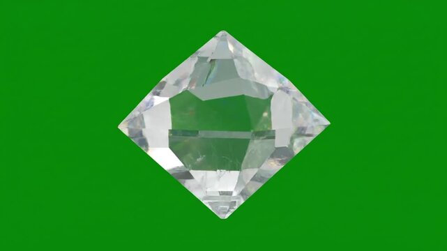 Large diamond gemstone in emerald green background with white bottom for luxury jewelry advertising