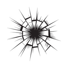 Obraz premium Black and white radial burst illustration resembling a fractured or broken surface