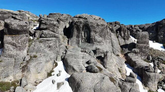 Drone Flyby Nossa Senhora da Boa Estrela in March Snow
