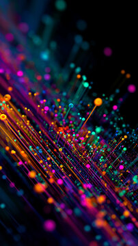 Electric Neon LMM Processing Cores Morphing and Pulsating on Dark Background &mdash; Cyber Aesthetic with Glowing Fiber Optic Networks in Lime Green and Cyan