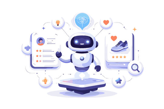 Bold outline clean design ai simple engine concept vector illustration icon smart image recommendation generation