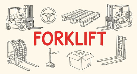 Naklejka premium Forklift equipment for warehouse logistics operations.