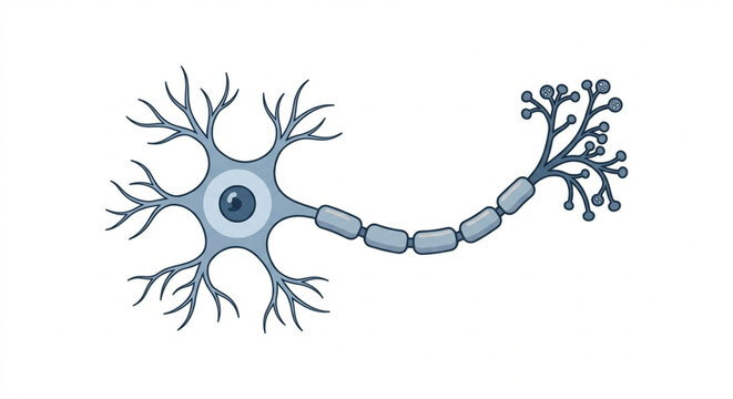 Human Neuron Cell Vector Illustration - Nerve System Anatomy Flat Design