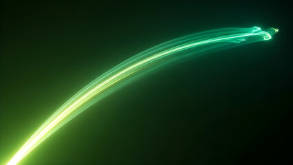 Obraz premium Green Light Trail Motion Energy Curve Abstract Background