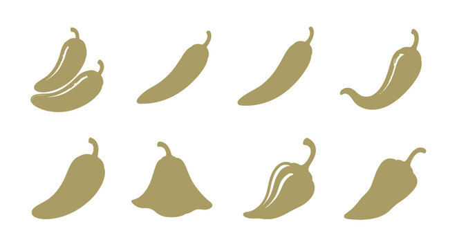 Green chili peppers on white background.