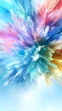 Vibrant 3D color explosion animation. Abstract blooming flower or paint splash motion graphic. Dynamic and creative seamless loop background. Digital art, event visuals