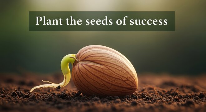 A Single Seed Sprouting New Life in Soil
