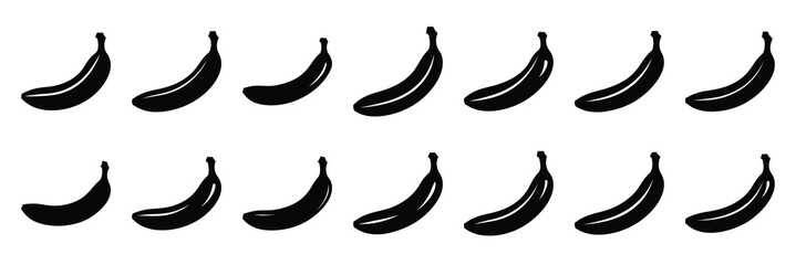 banana silhouette vector icon set collection and isolated on transparent background. © Bemol