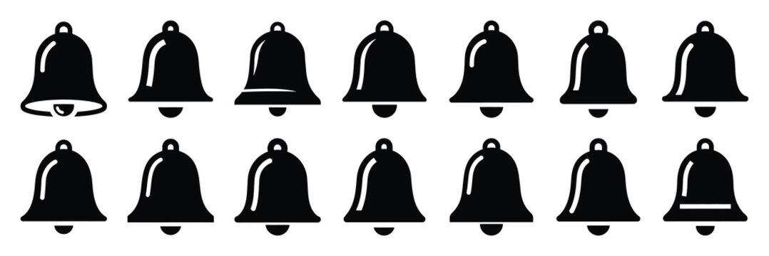 bell silhouette vector icon set collection and isolated on transparent background.