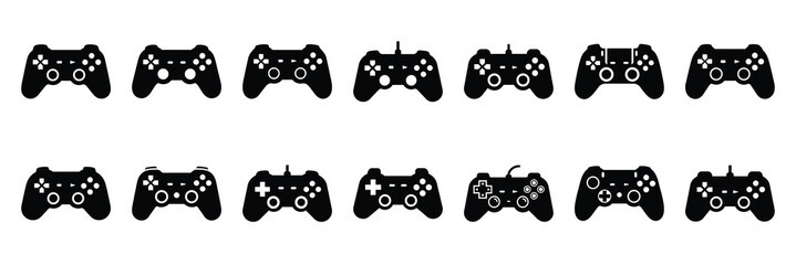 controller silhouette vector icon set collection and isolated on transparent background. © Bemol