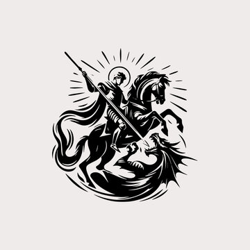 Saint George Slaying the Dragon Knight Illustration