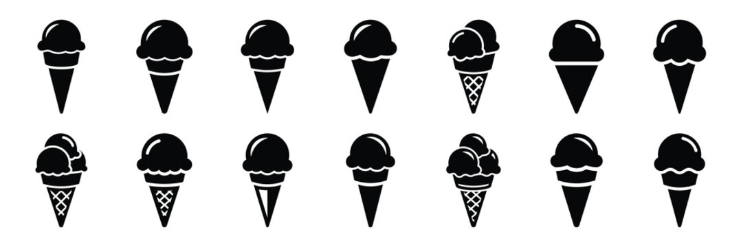 ice cream silhouette vector icon set collection and isolated on transparent background.