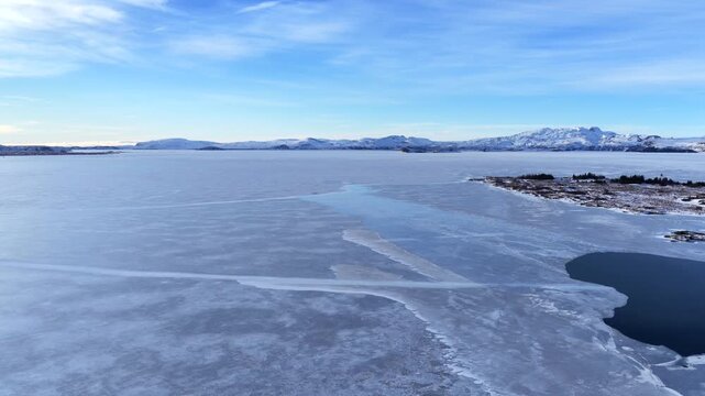 Frozen Lake at Thingvellir National Park Iceland