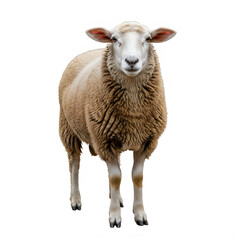 Fototapeta premium A sheep standing on a plain background