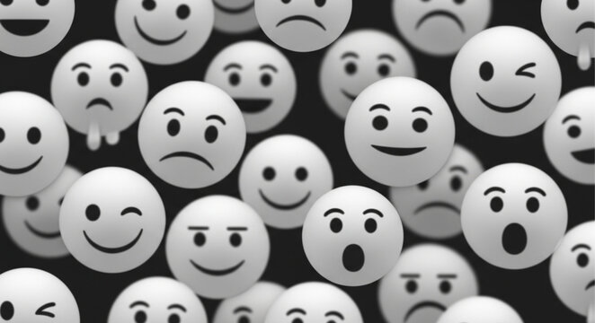 Emotions faces emoticons expressions.
