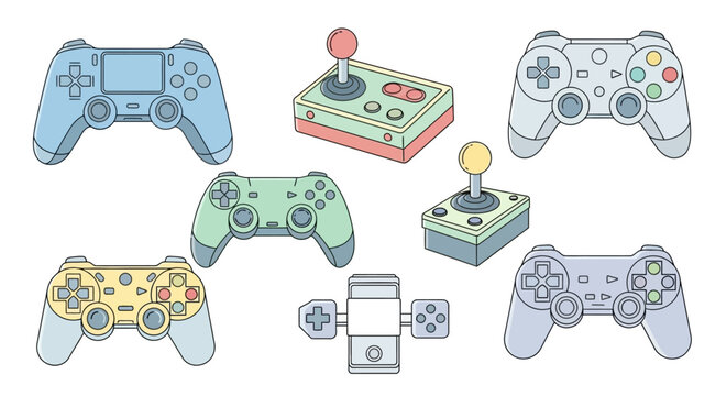 Collection of various video game controllers.