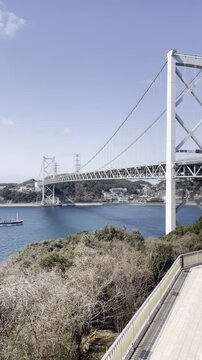Wide Scenic View of Kanmon Bridge in Japan