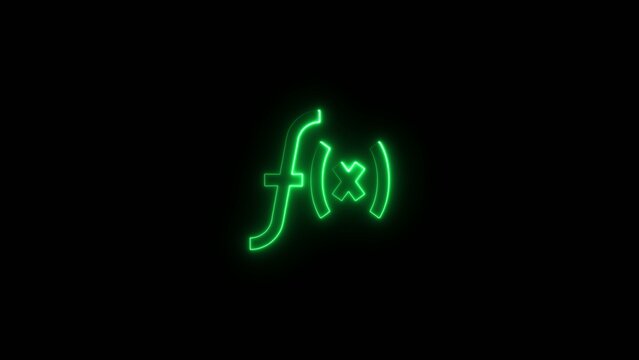 Green neon glowing mathematical function fx on dark Generate title without using the word "Title:" before it. background