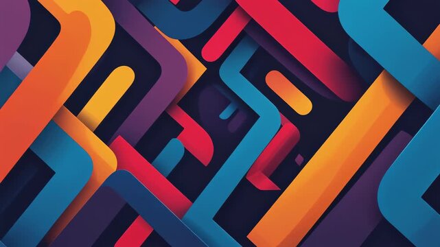 Dynamic abstract motion background with interlocking colorful vector lines