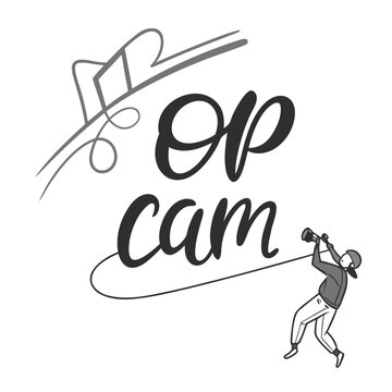 A male figure is seen in action, dynamically swinging a rope, with stylized calligraphy text "Eop Cam" written in a flowing font