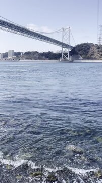 Blue Water Surface of Kanmon Strait in Daylight