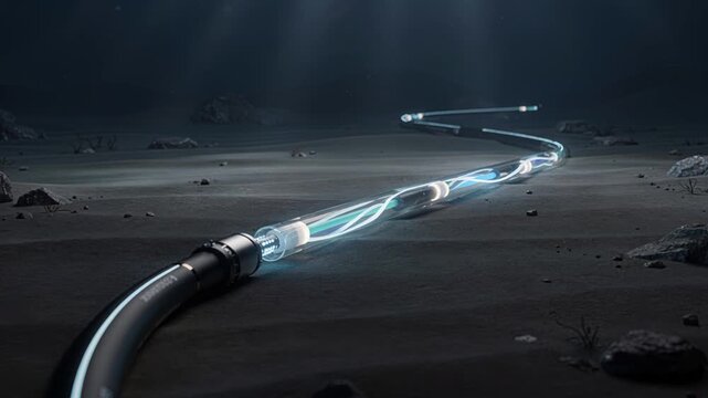 Submarine cable delivering electricity and information underwater