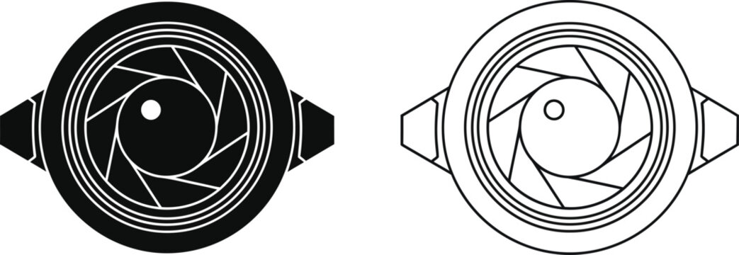 Camera Lens Shutter Aperture Icon Set Vector